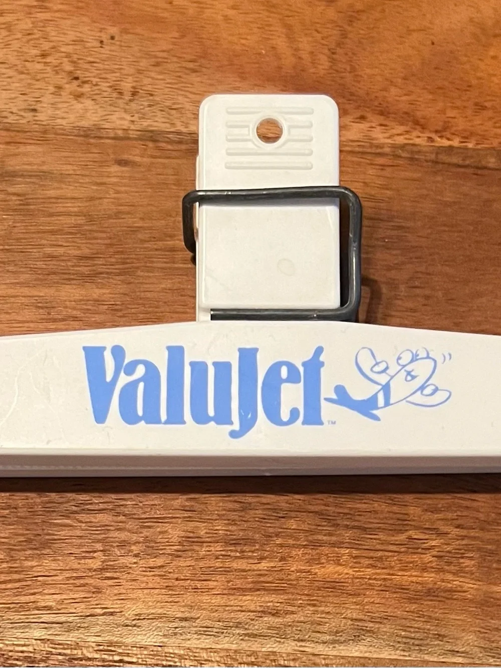 Vintage ValuJet Airline White Clip Clip with Blue Logo